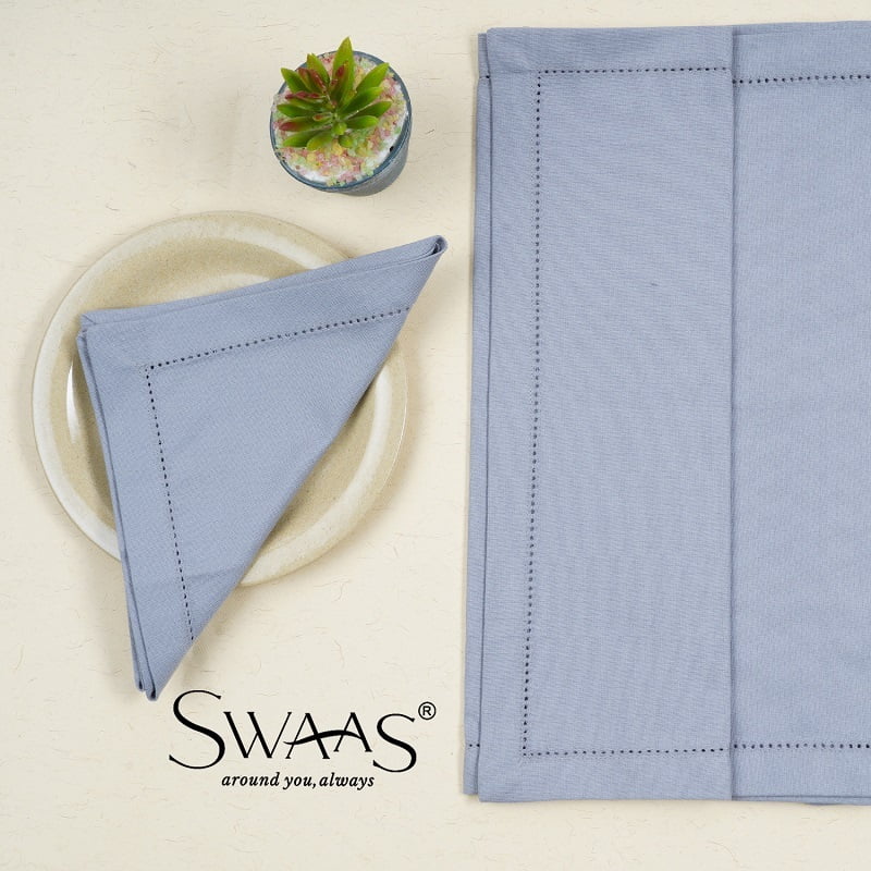 Pure Cotton Solid Napkin - 6 Pcs Set - Grey