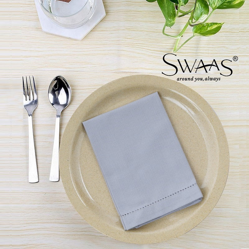 Pure Cotton Solid Napkin - 6 Pcs Set - Grey