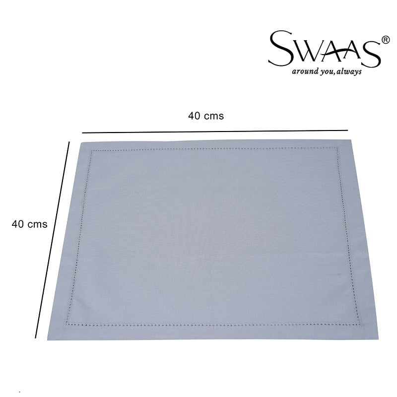 Pure Cotton Solid Napkin - 6 Pcs Set - Grey