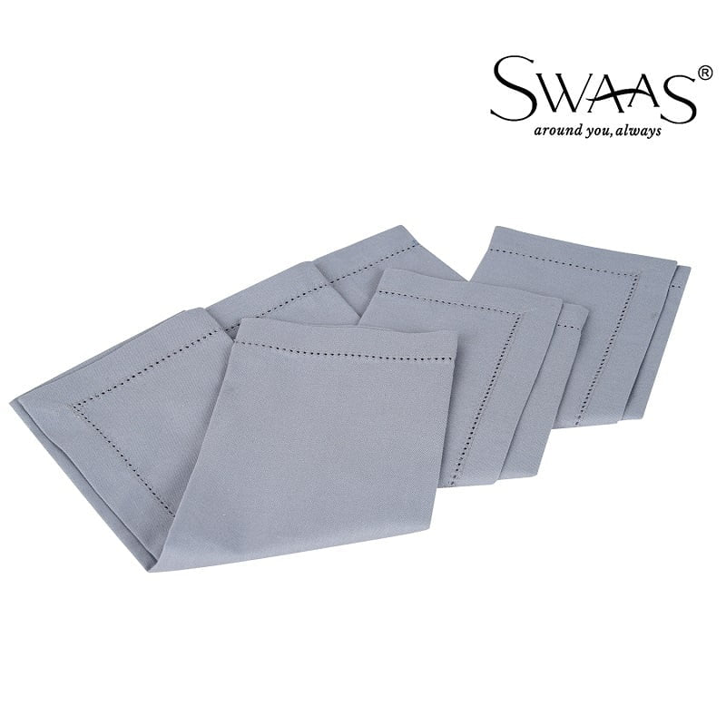 Pure Cotton Solid Napkin - 6 Pcs Set - Grey