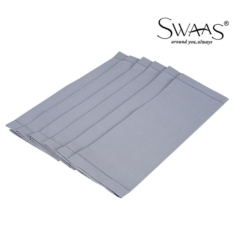 Pure Cotton Solid Napkin - 6 Pcs Set - Grey