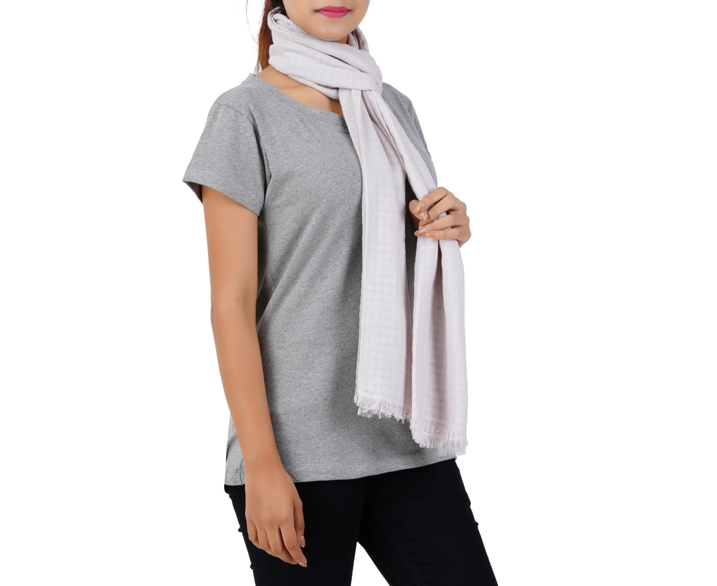Women’s Stylish Scarf - Solid Grey, 100% Cotton