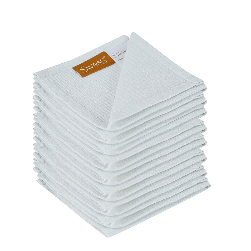 100% Cotton Waffle Dish Cloth Honeycomb Design - Light Grey - Set of 8