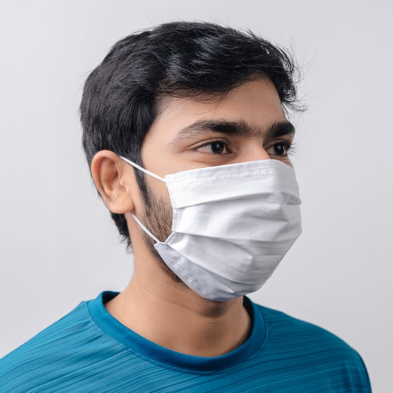 Swaas Reusable Washable Plain White Cotton Face Mask for Adults (Pack of 3)