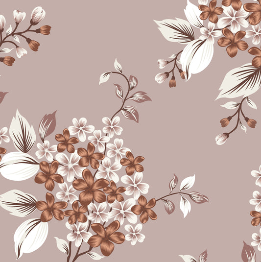 300 TC 100% Pure Cotton Bloom Burst Brown Bedsheet Set