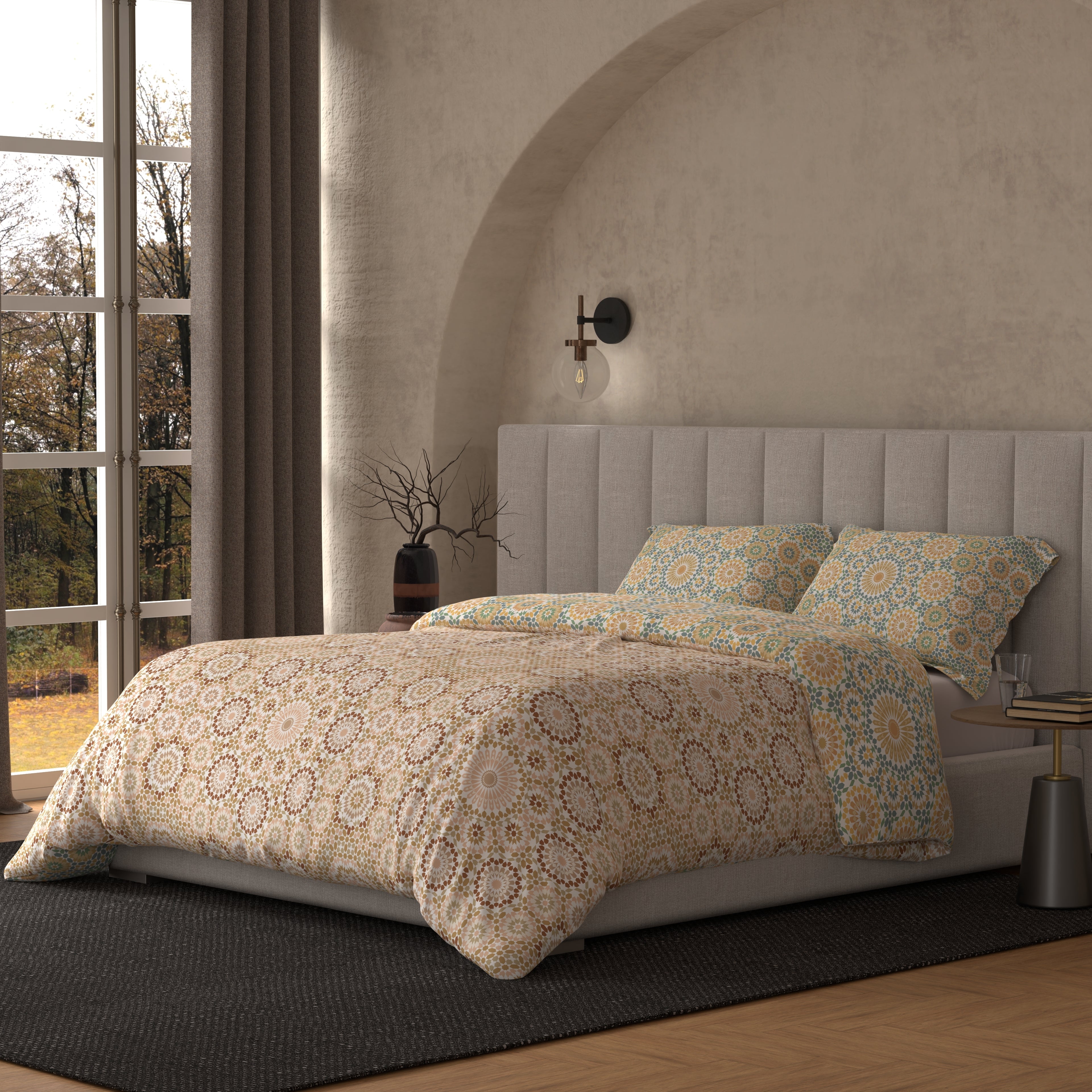 100% Cotton 300 TC Reversible Quilt (250 GSM) - Circular Serenade