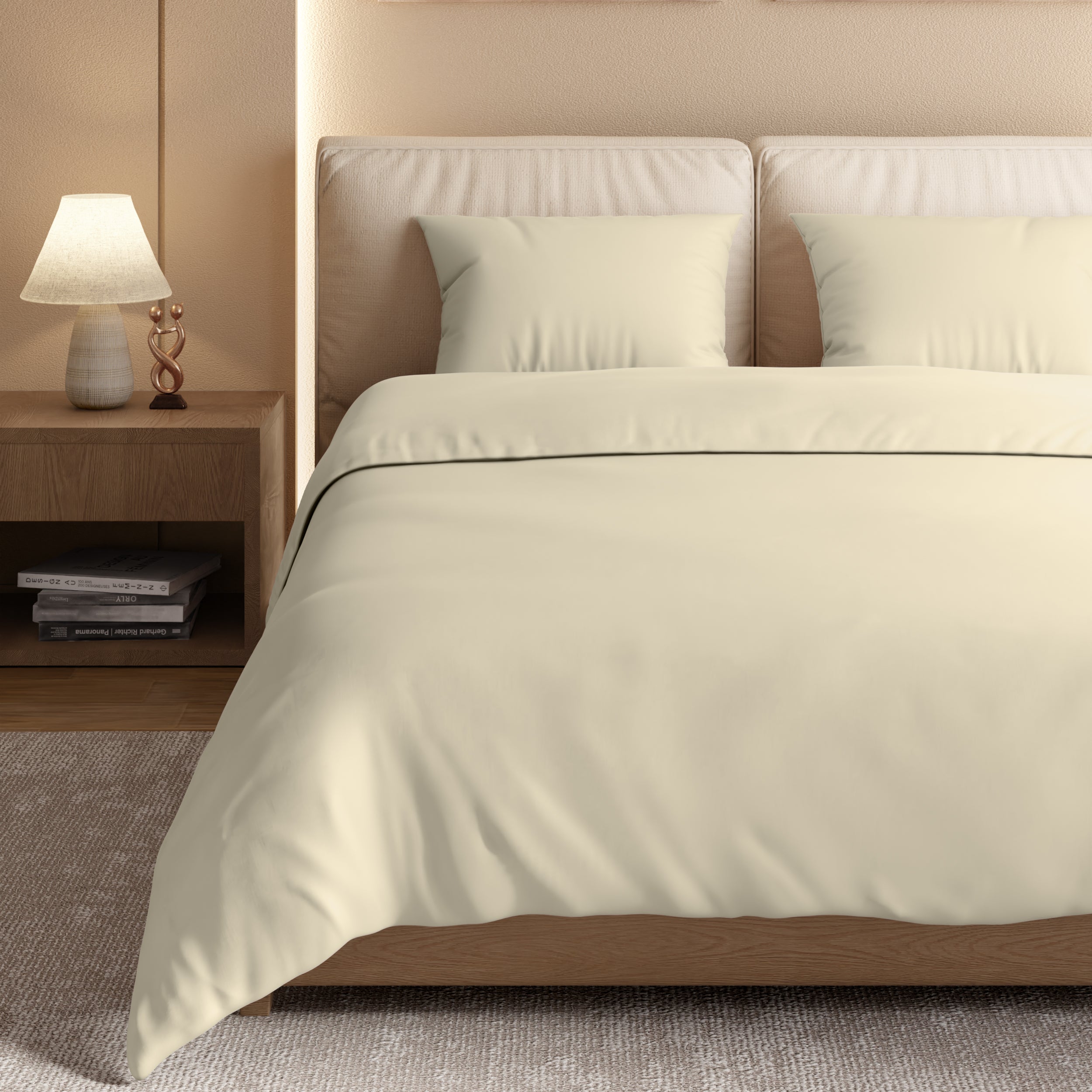 Swaas 100% Pure Cotton 600TC Bedsheet Set - Butter Cream