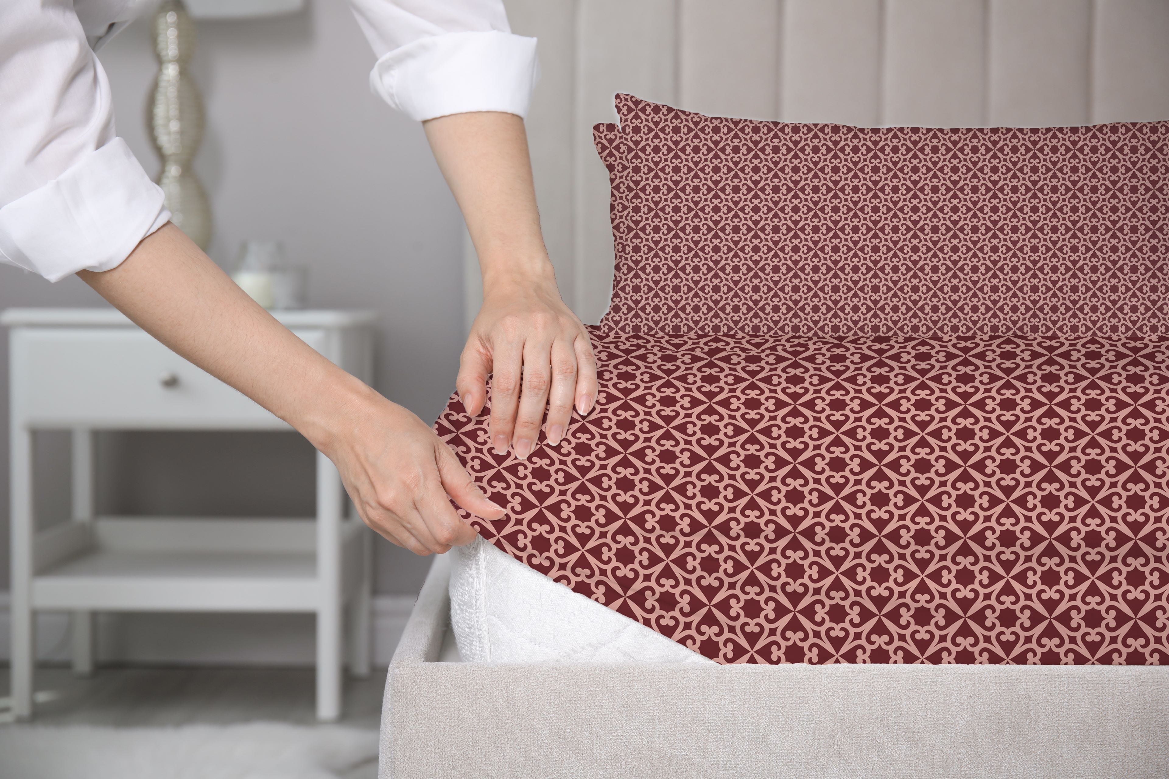 Swaas 100% Pure Cotton Floraline Dynamics 200 TC Fitted Sheet Set