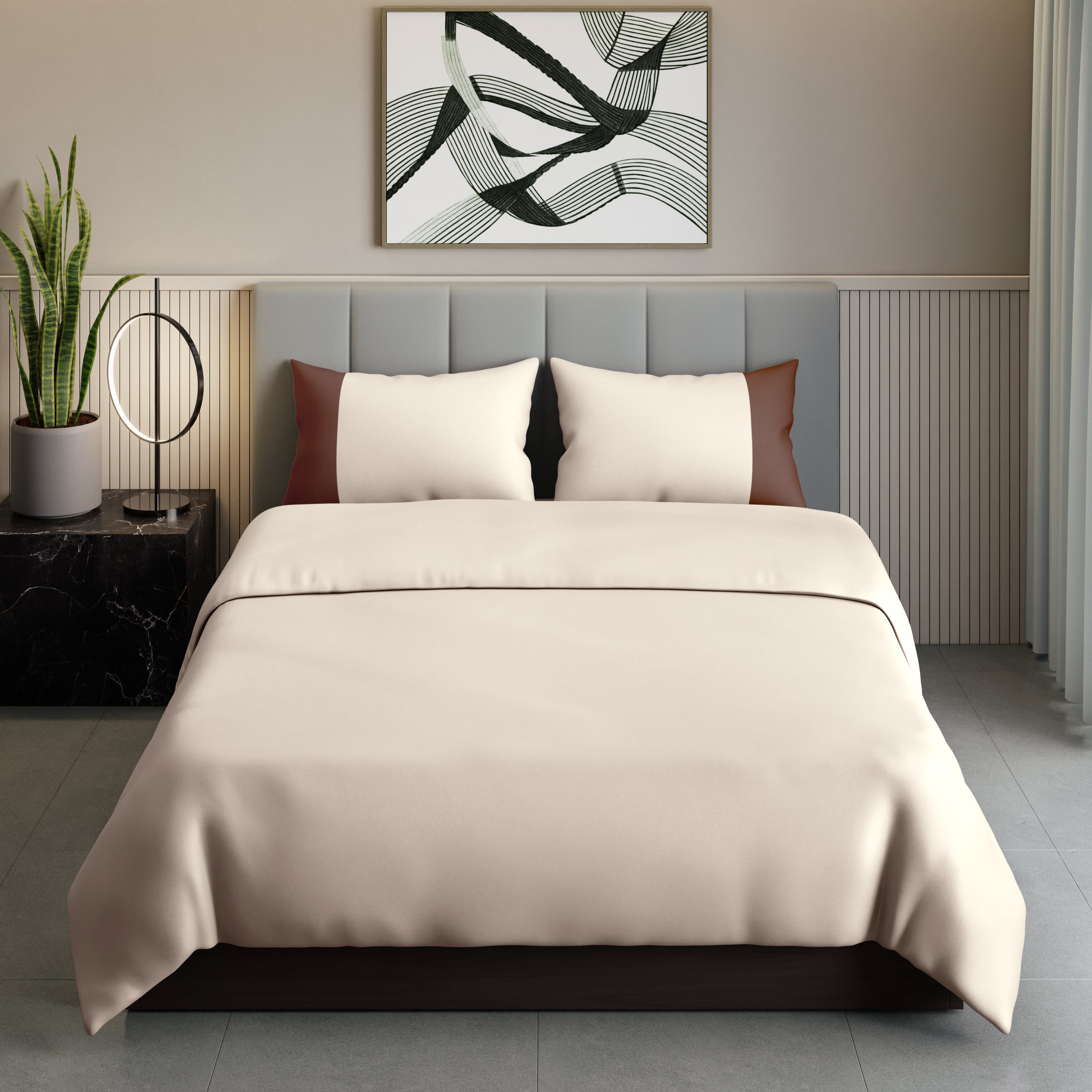 300 TC 100% Cotton - Whitecap Grey Bedsheet Set