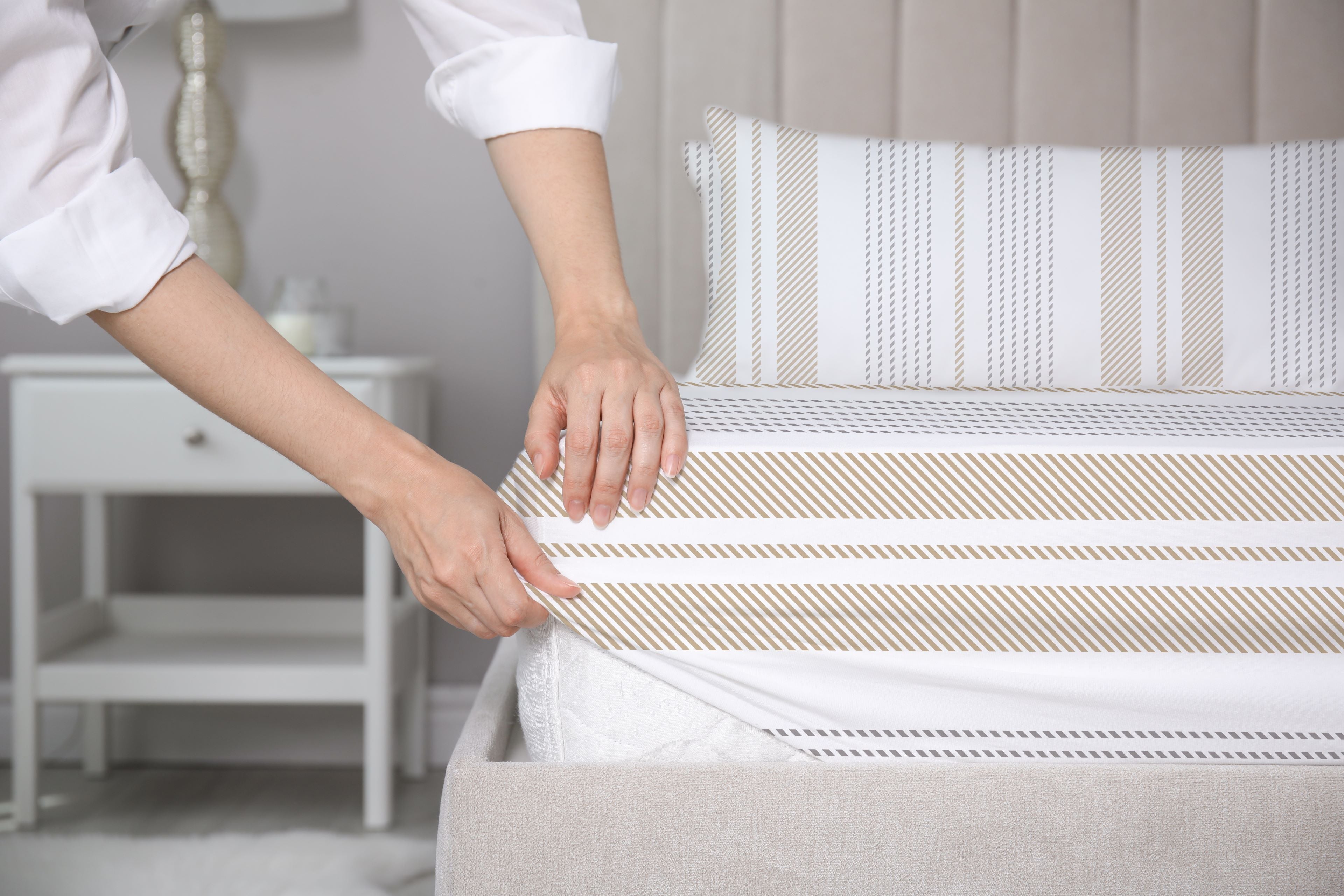 Swaas 100% Pure Cotton Horizon Harmony 200 TC Fitted Sheet Set