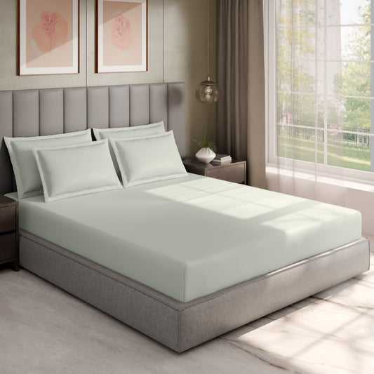 Swaas 100% Pure Cotton 600TC Fitted Sheet Set - Icemelt