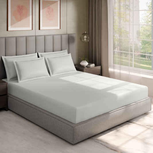 Swaas 100% Pure Cotton 600TC Fitted Sheet Set - White