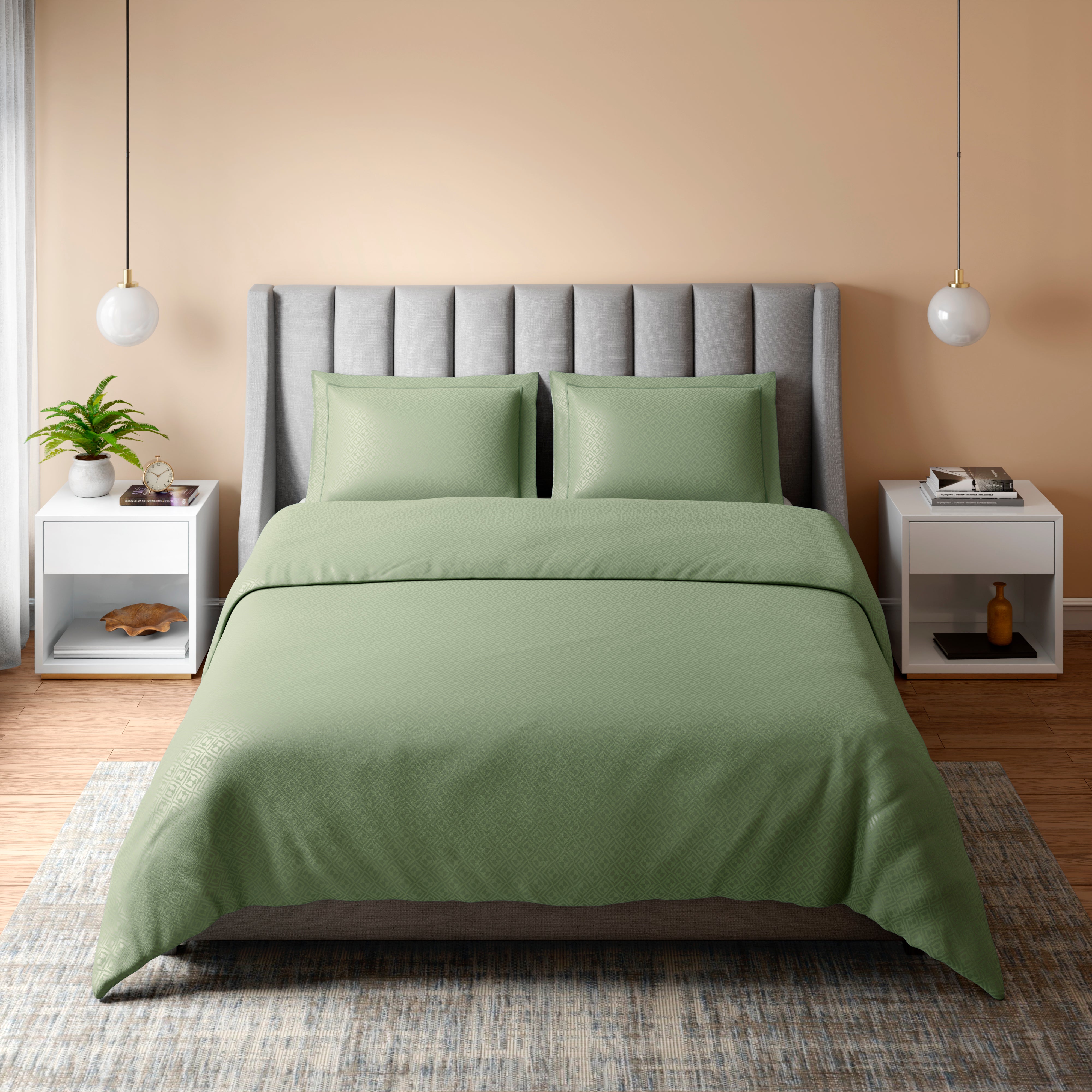 400 TC 100% Cotton Mizo Green Bedsheet Set