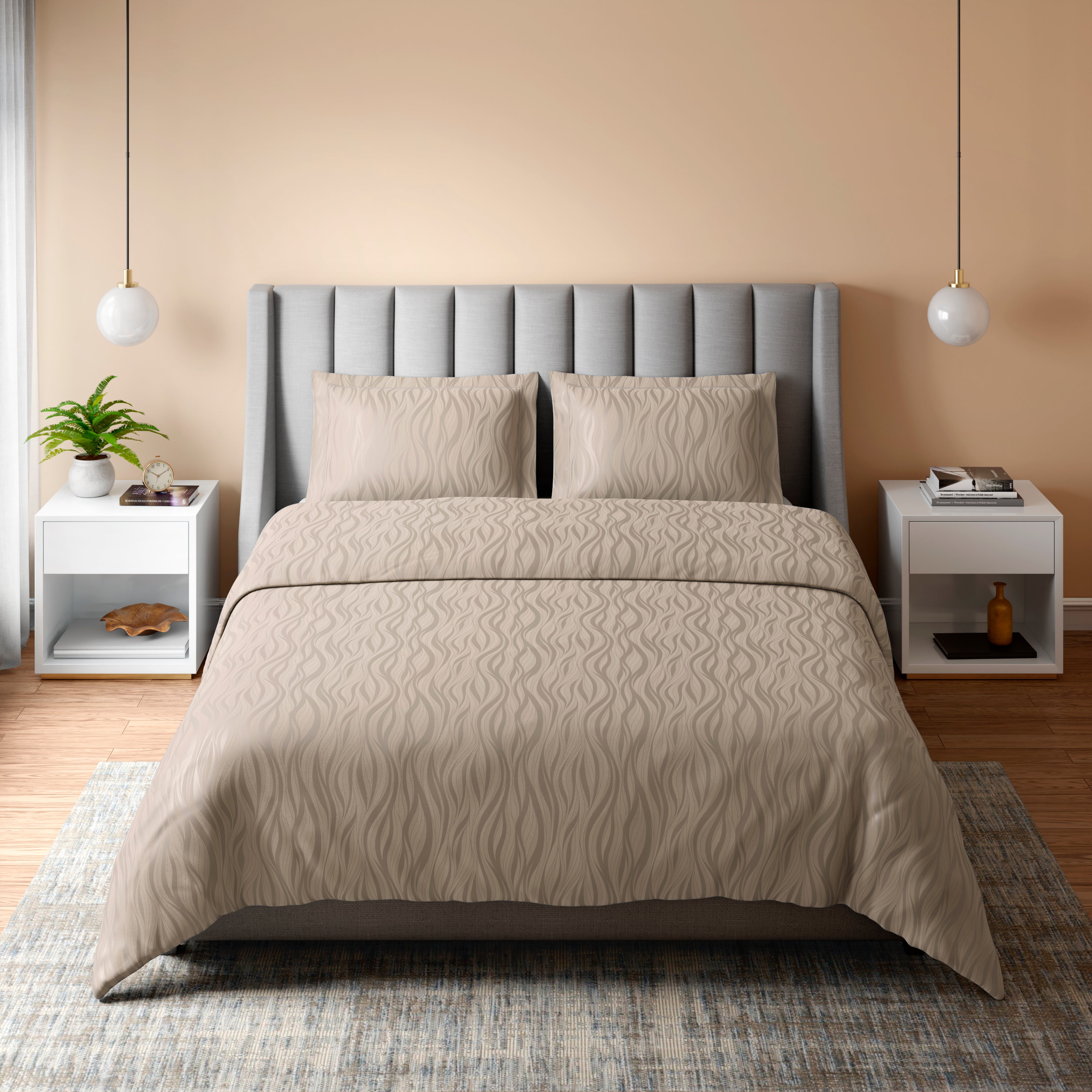 400 TC 100% Cotton Suzy Taupe Bedsheet Set
