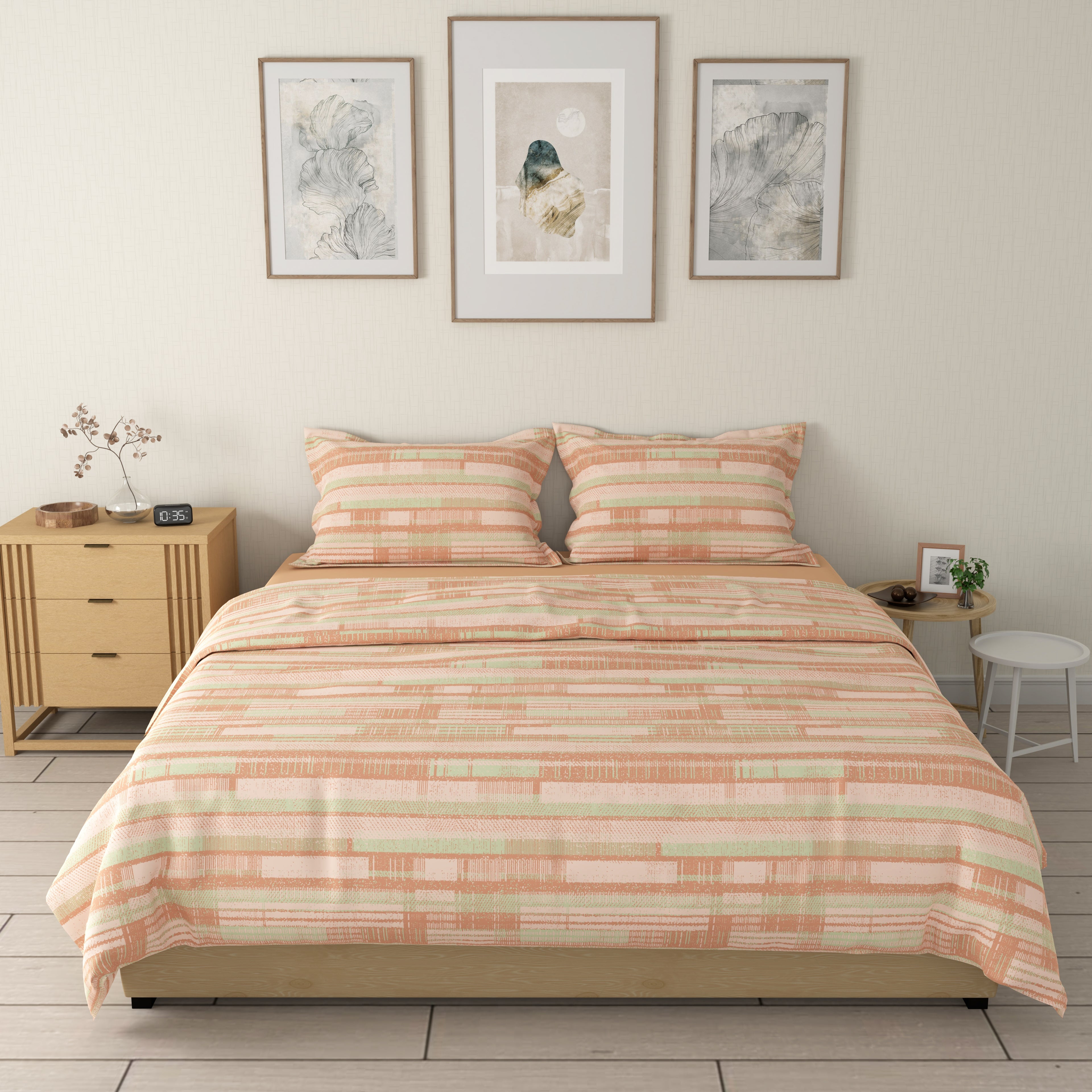 200 TC 100% Cotton Wazo Copper Bedsheet Set