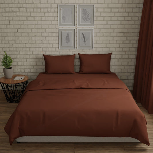 300 TC 100% Cotton Solid Dyed - Cappuccino Bedsheet Set