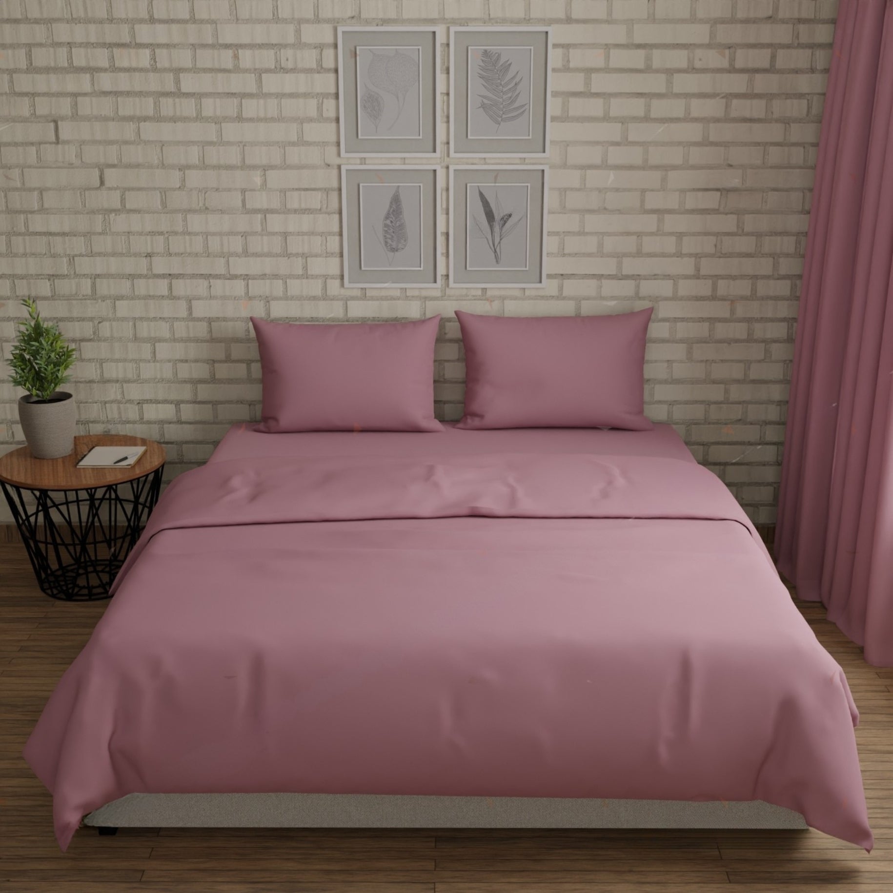 300 TC 100% Cotton Solid Dyed - Lilas Bedsheet Set