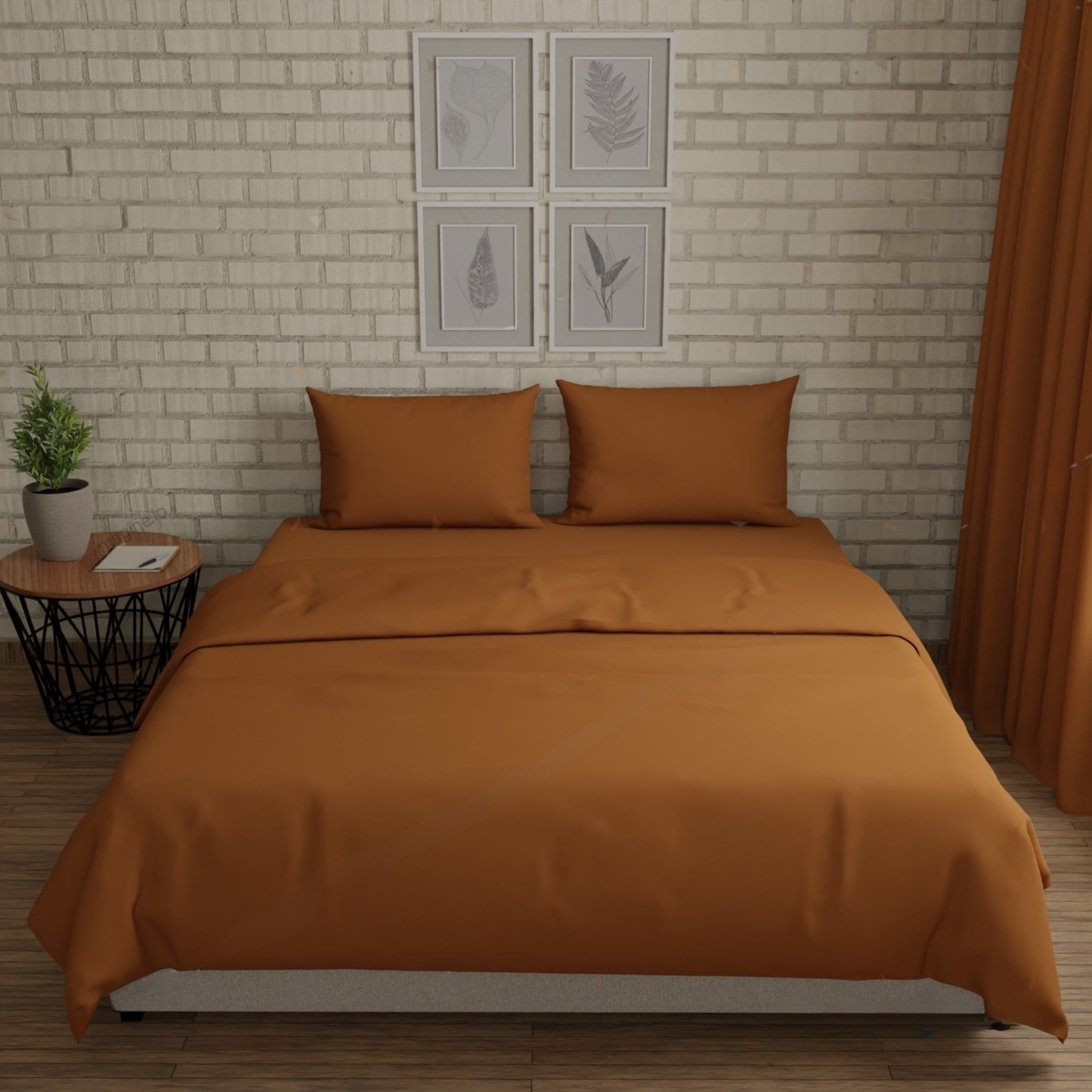 300 TC 100% Cotton Solid Dyed - Roasted Pecan Bedsheet Set