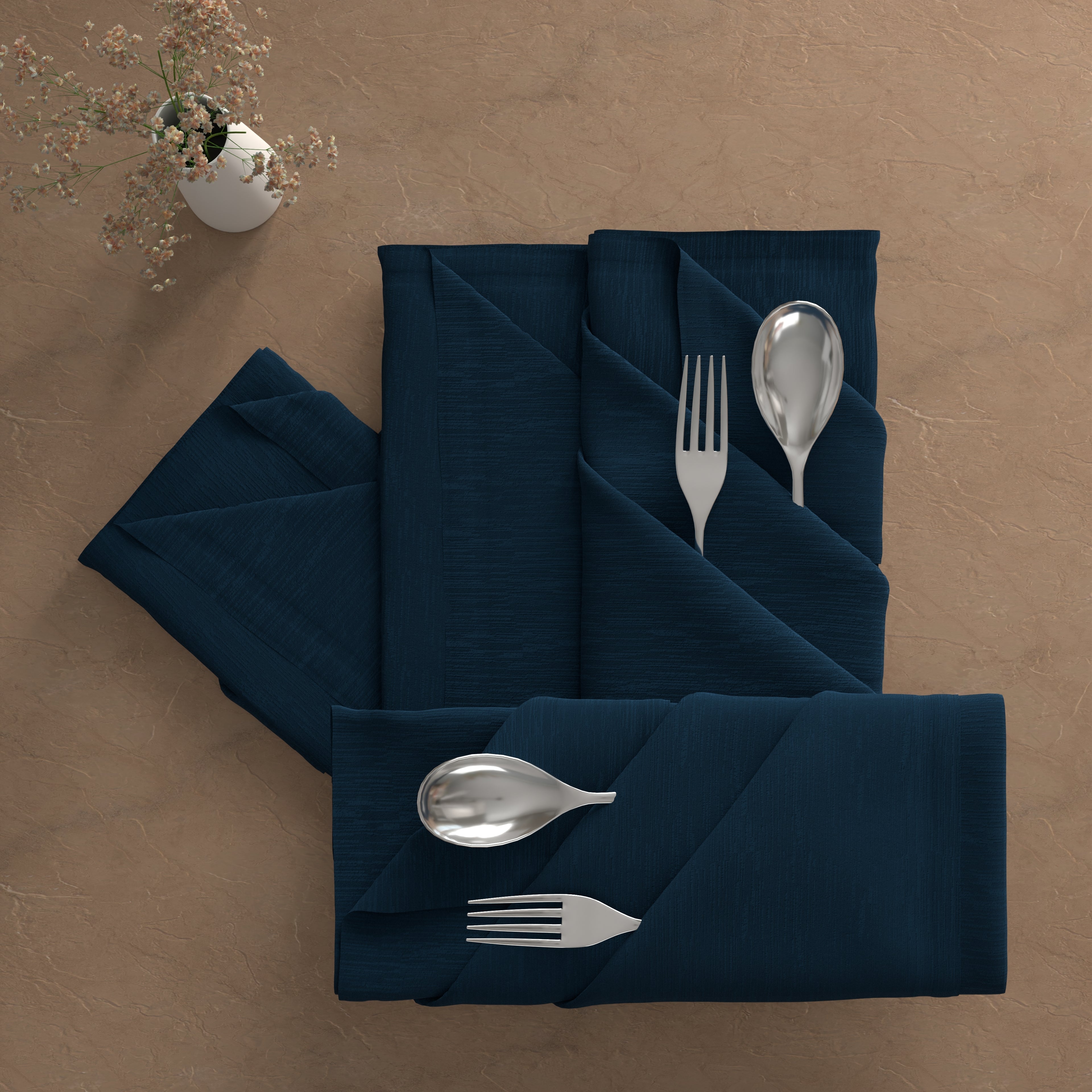Pure Cotton Solid Dyed Napkin - 4 Pcs Set - Navy