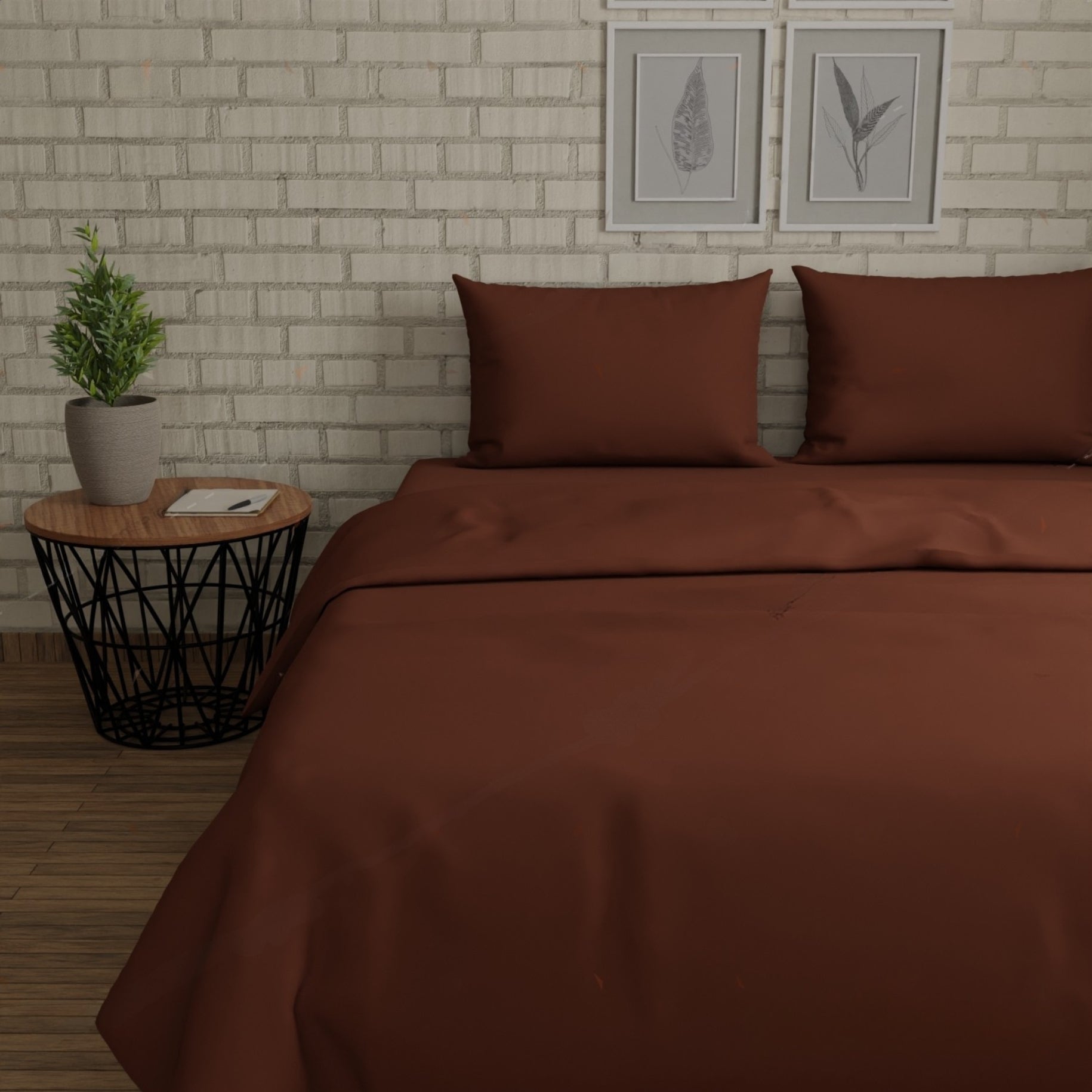 300 TC 100% Cotton Solid Dyed - Cappuccino Bedsheet Set