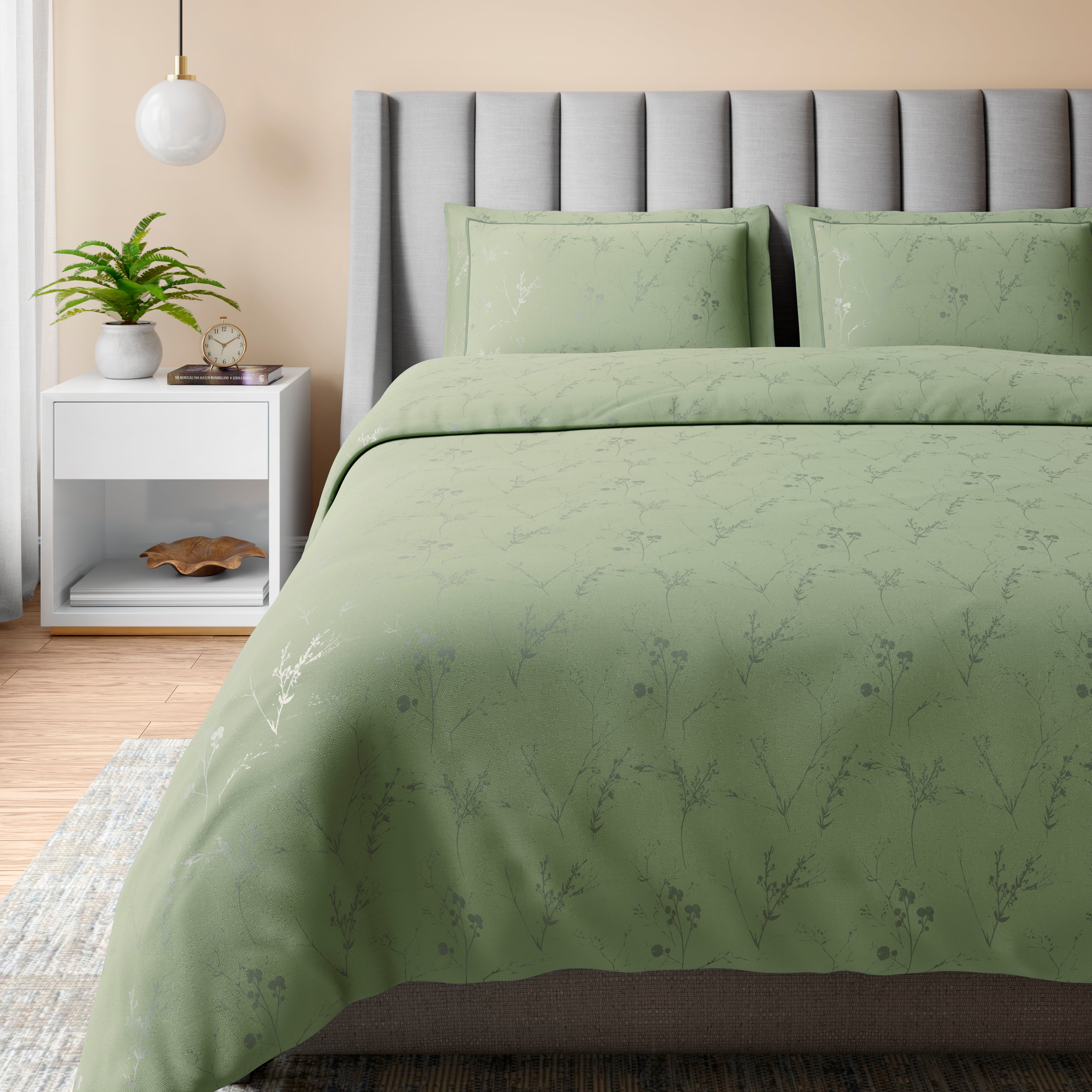 400 TC 100% Cotton Ellara Green Bedsheet Set