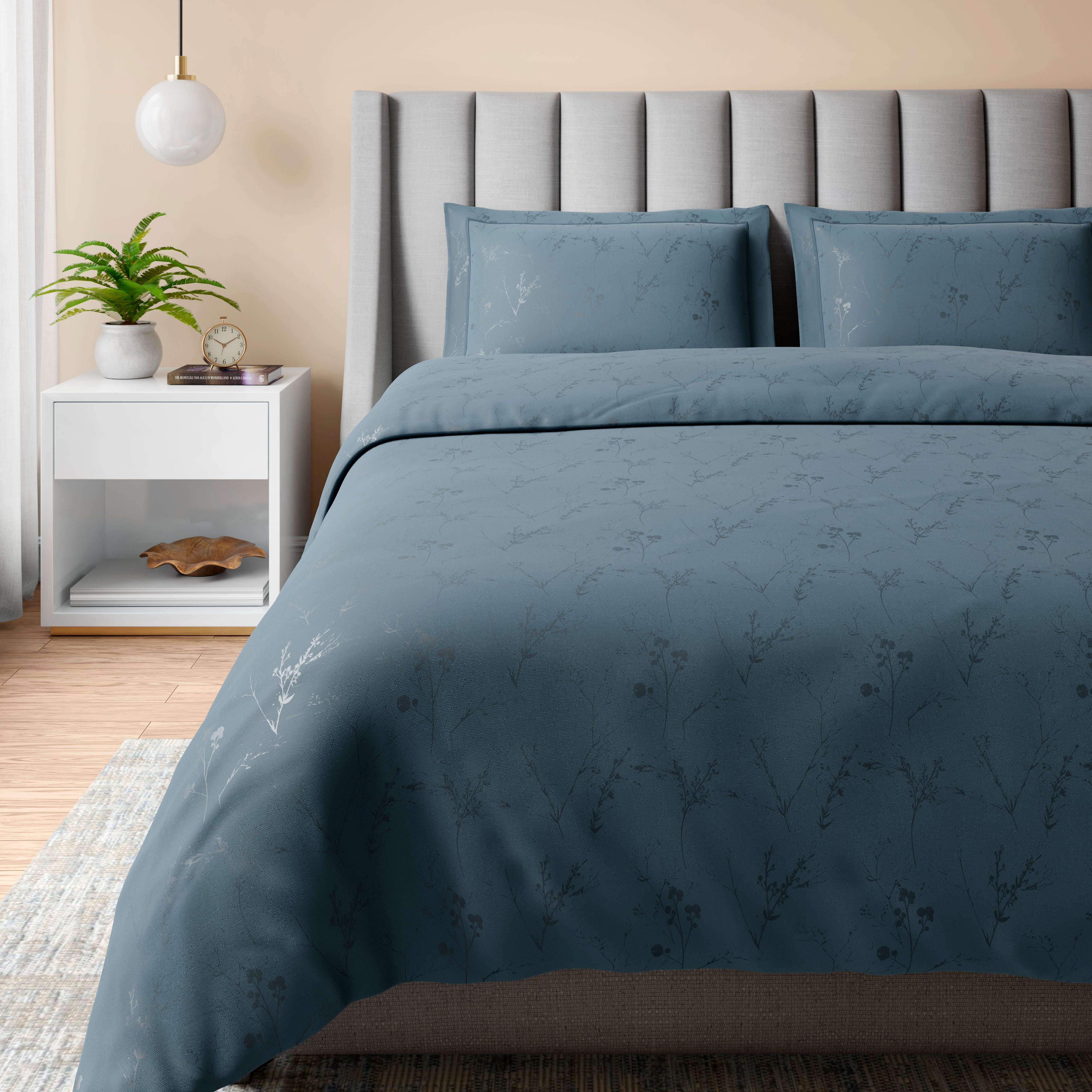 400 TC 100% Cotton Ellara Blue Bedsheet Set