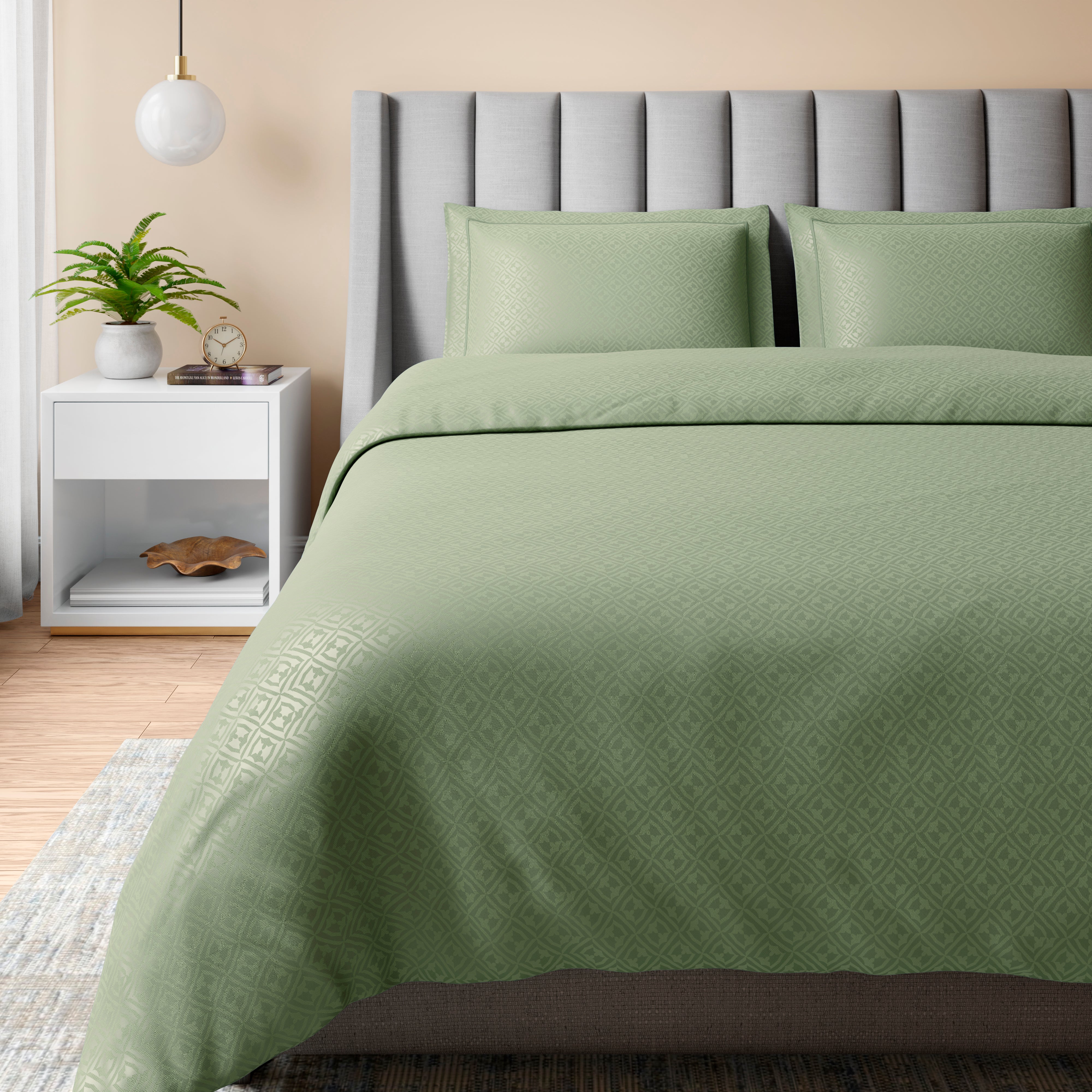 400 TC 100% Cotton Mizo Green Bedsheet Set