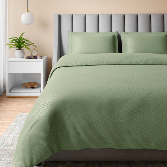 400 TC 100% Cotton Mizo Green Bedsheet Set