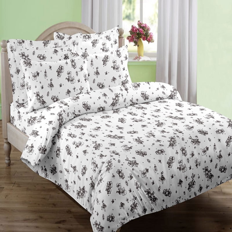 Antimicrobial 100% Pure Cotton Linear Floral Bedsheet Set
