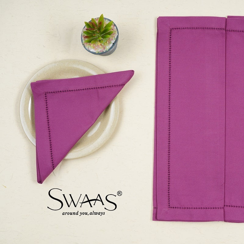 Cotton Solid Napkin - 6 Pcs Set - Dark Pink