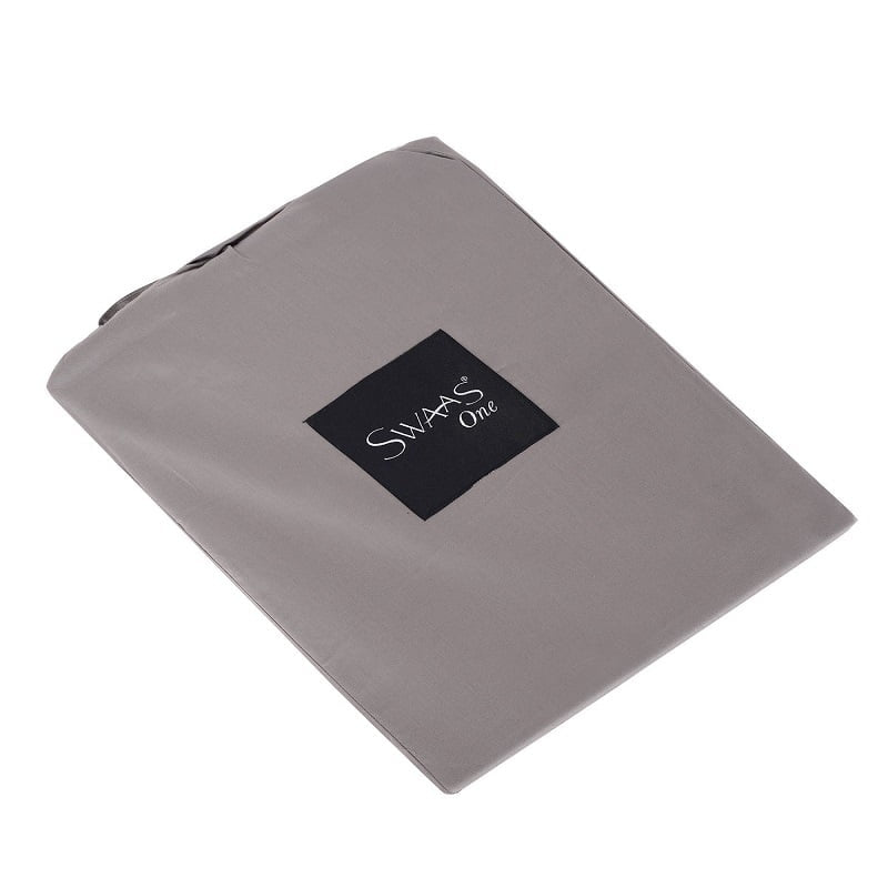 Swaas 100% Pure Cotton Plain Satin Graphite Bedsheet Set