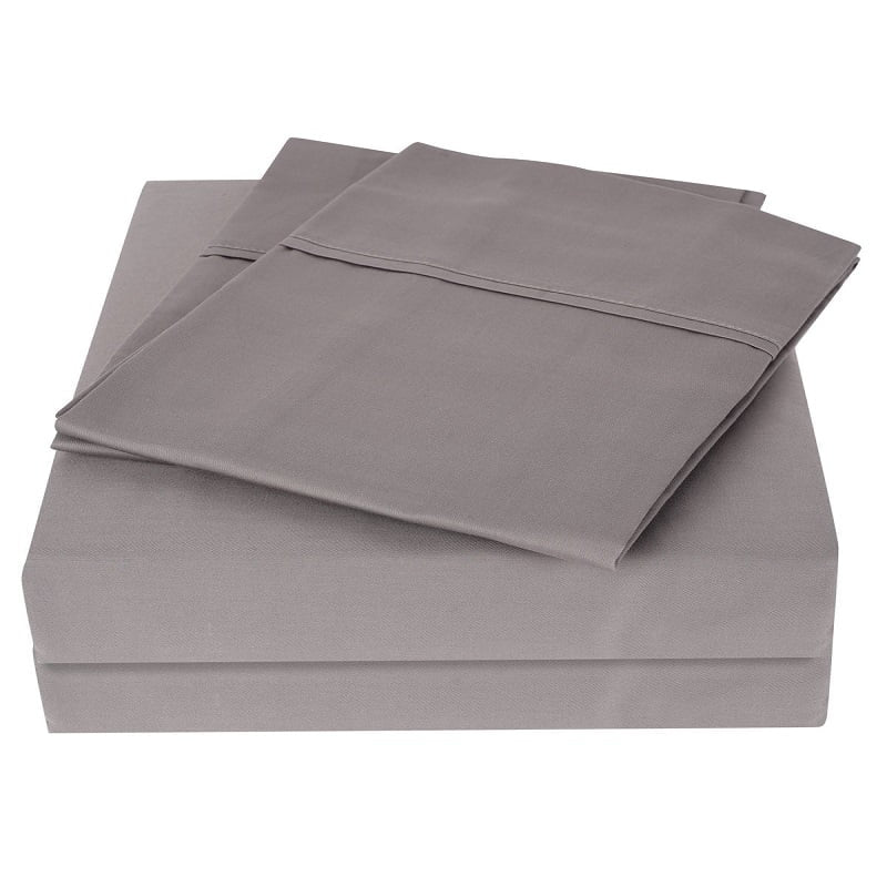 Swaas 100% Pure Cotton Plain Satin Graphite Bedsheet Set