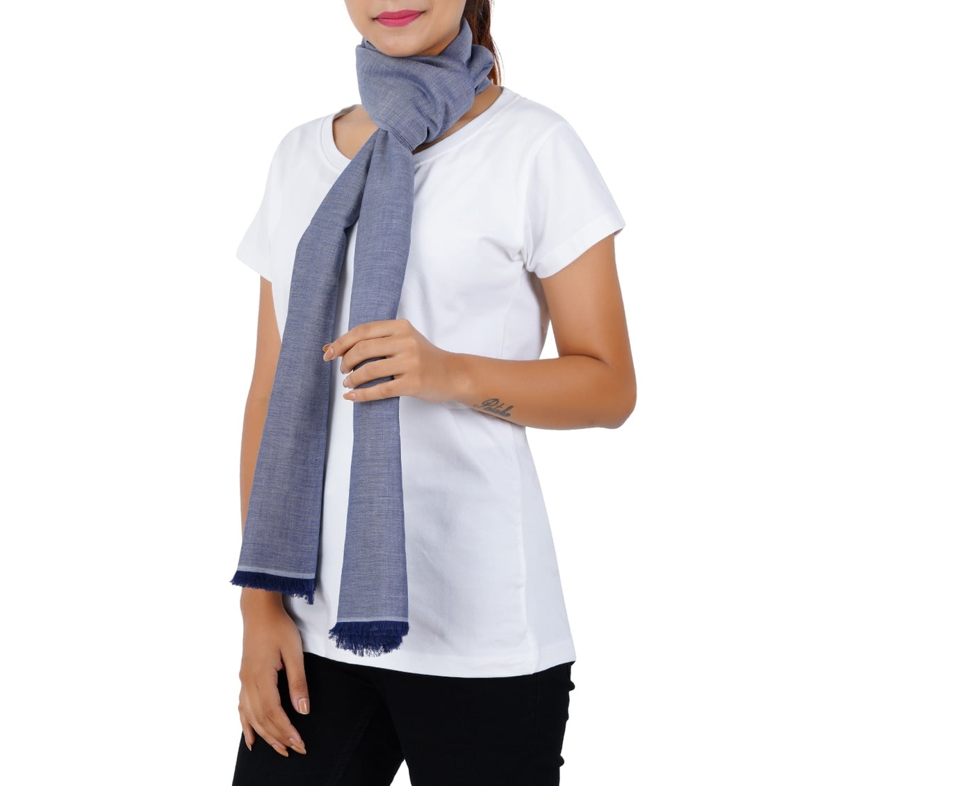 Women’s Stylish Scarf - Navy Solid, 100% Cotton