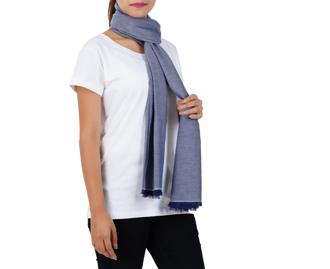 Women’s Stylish Scarf - Navy Solid, 100% Cotton