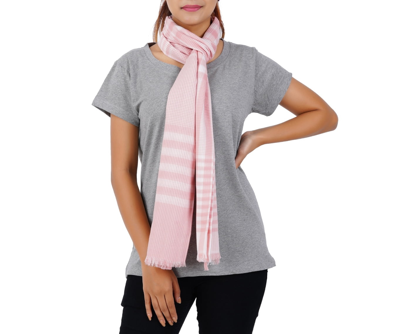 Cotton Women’s Stylish Scarf - Pink Stripes