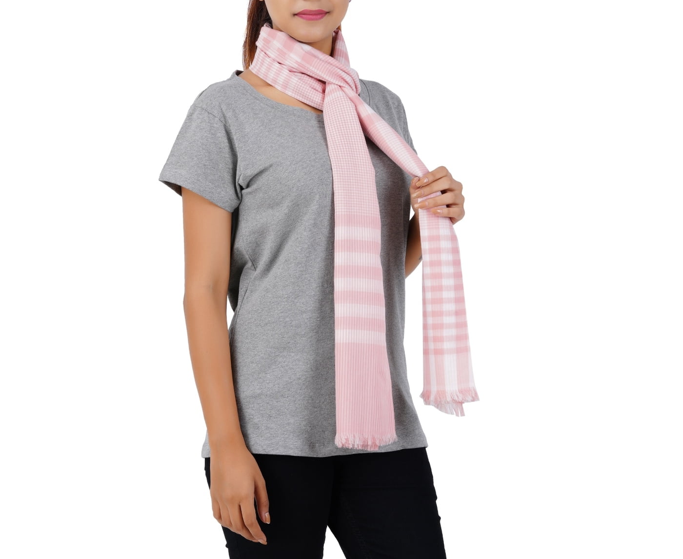 Cotton Women’s Stylish Scarf - Pink Stripes