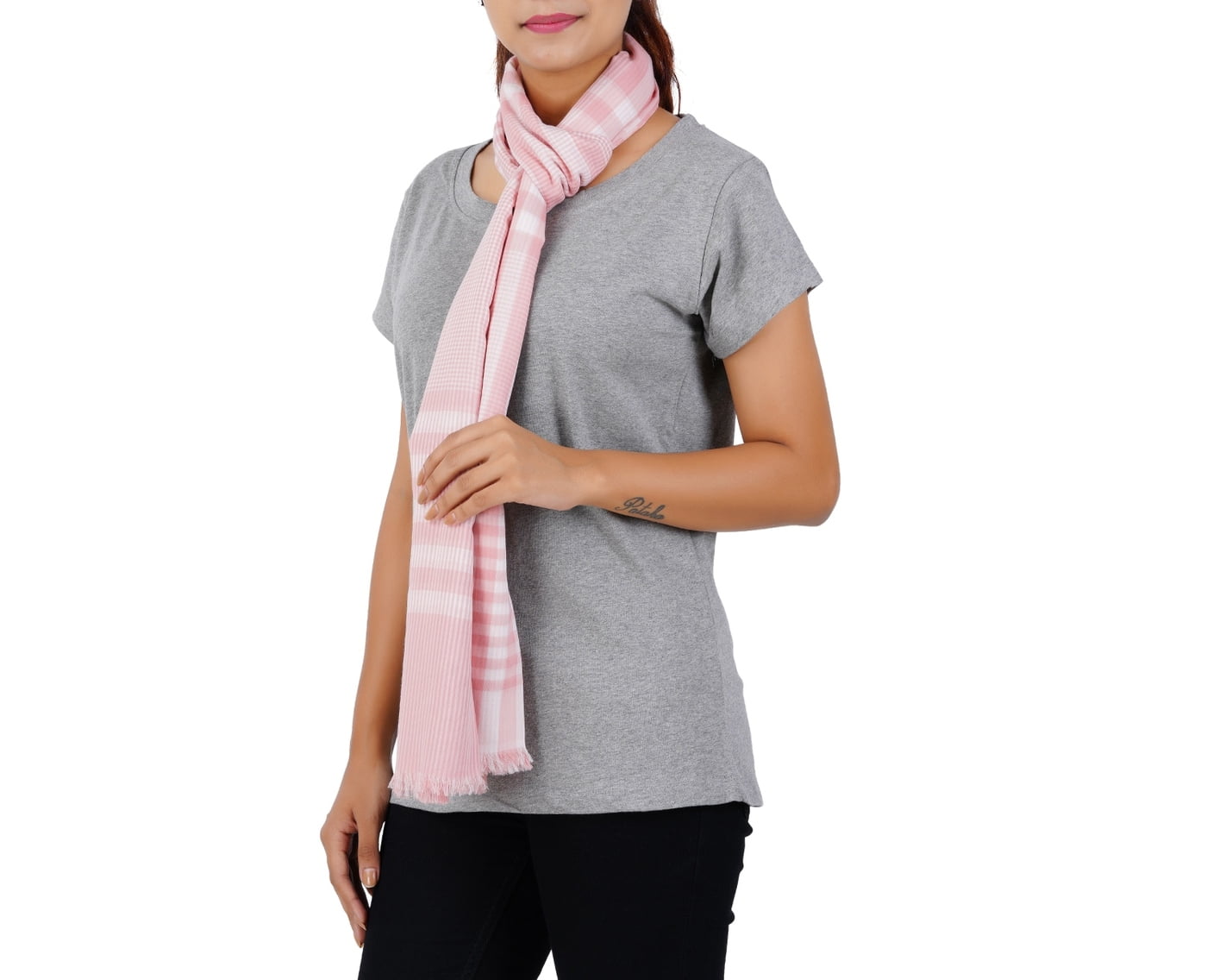 Cotton Women’s Stylish Scarf - Pink Stripes