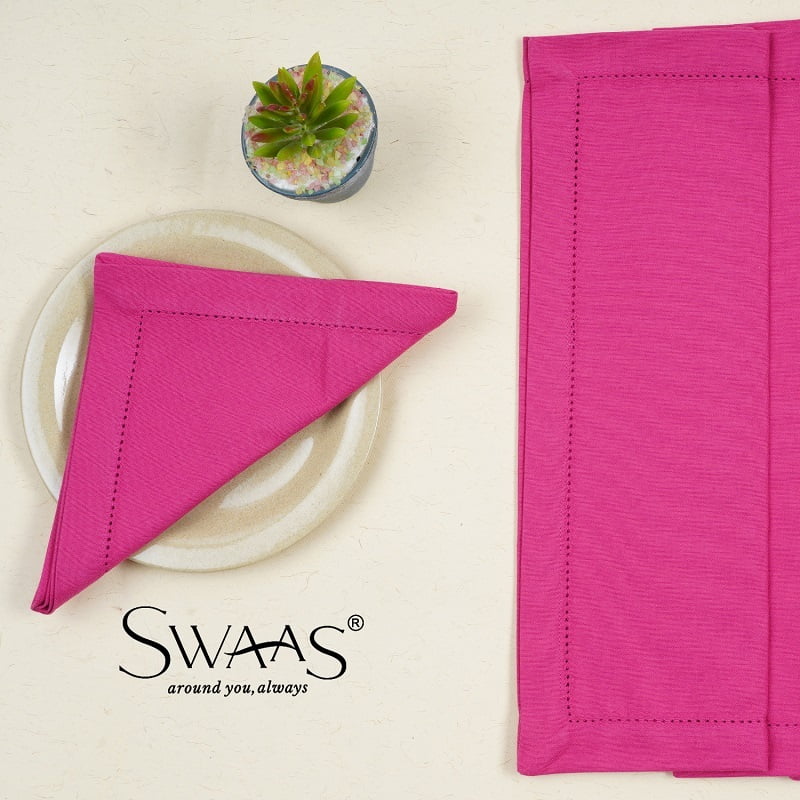 Solid Napkin, 100% Cotton - 6 Pcs Set - Pink