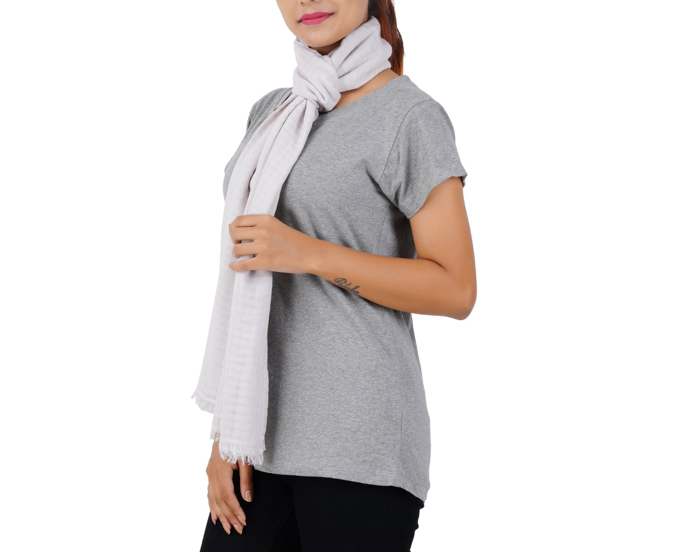 Women’s Stylish Scarf - Solid Grey, 100% Cotton
