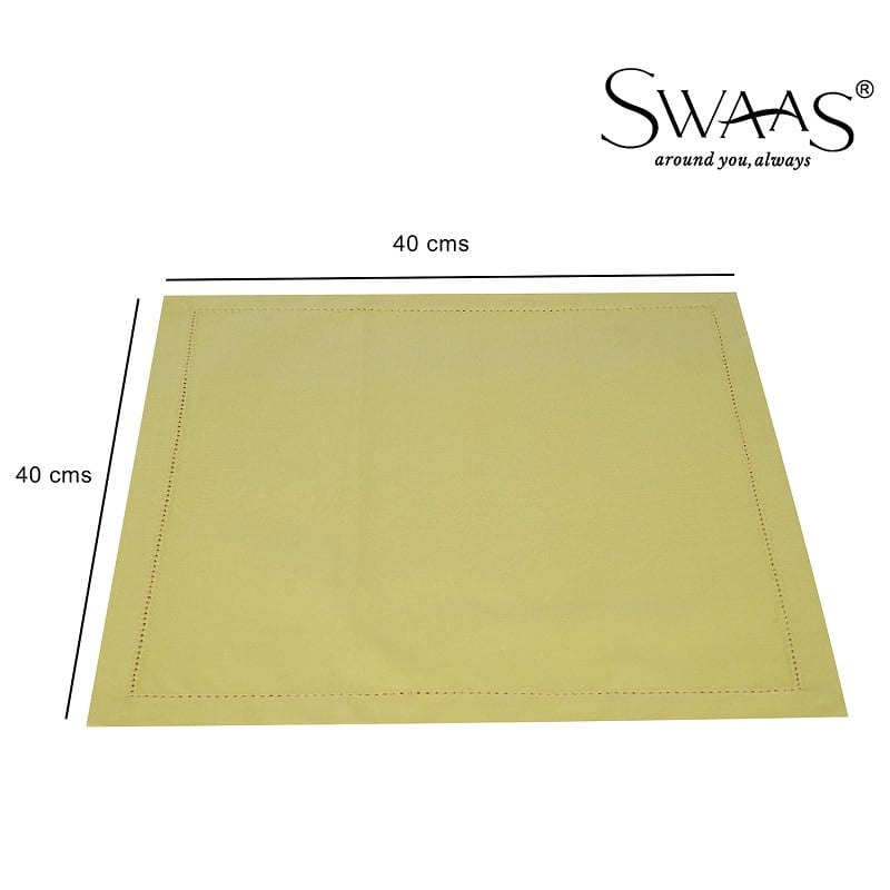 Solid Napkin, 100% Cotton - 6 Pcs Set - Yellow