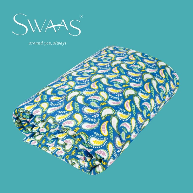 Swaas 100% Pure Cotton Paisley Dark Blue / Dark Green Reversible Quilt
