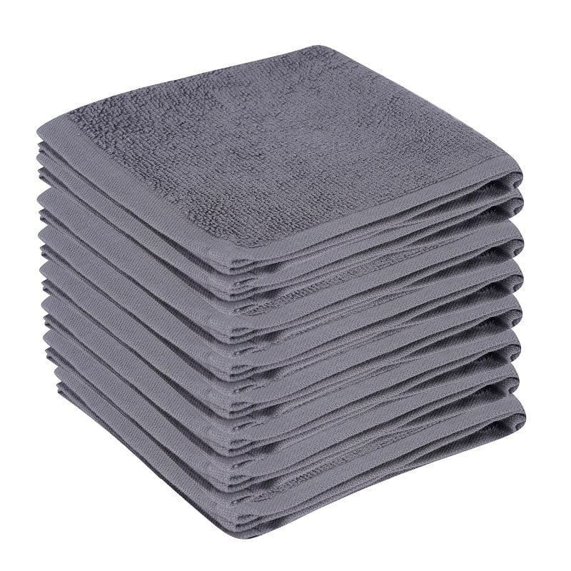 Cotton Waffle Dish Cloth Honeycomb Design - Ash - Set of 8