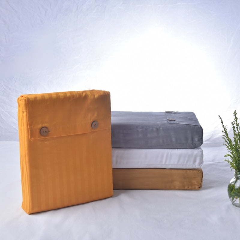 Antimicrobial  Sateen Striped Orange Bedsheet Set