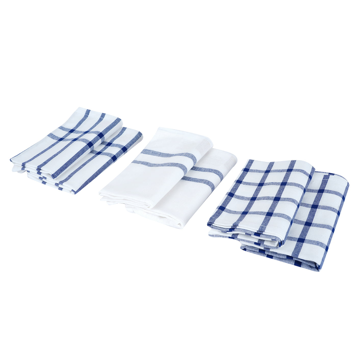 Cotton Blue Rail Kitchen Towel - Set of 6, 100% Cotton