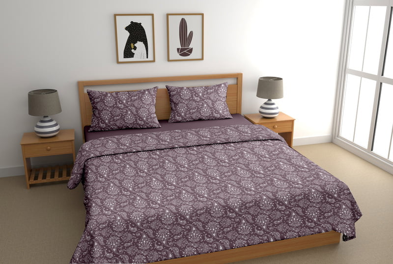 Swaas 100% Pure Cotton Wild Paisley Brown Bedsheet Set