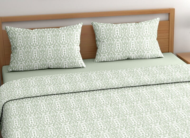 Swaas Cotton Eucalyptus Danica Green Bedsheet Set