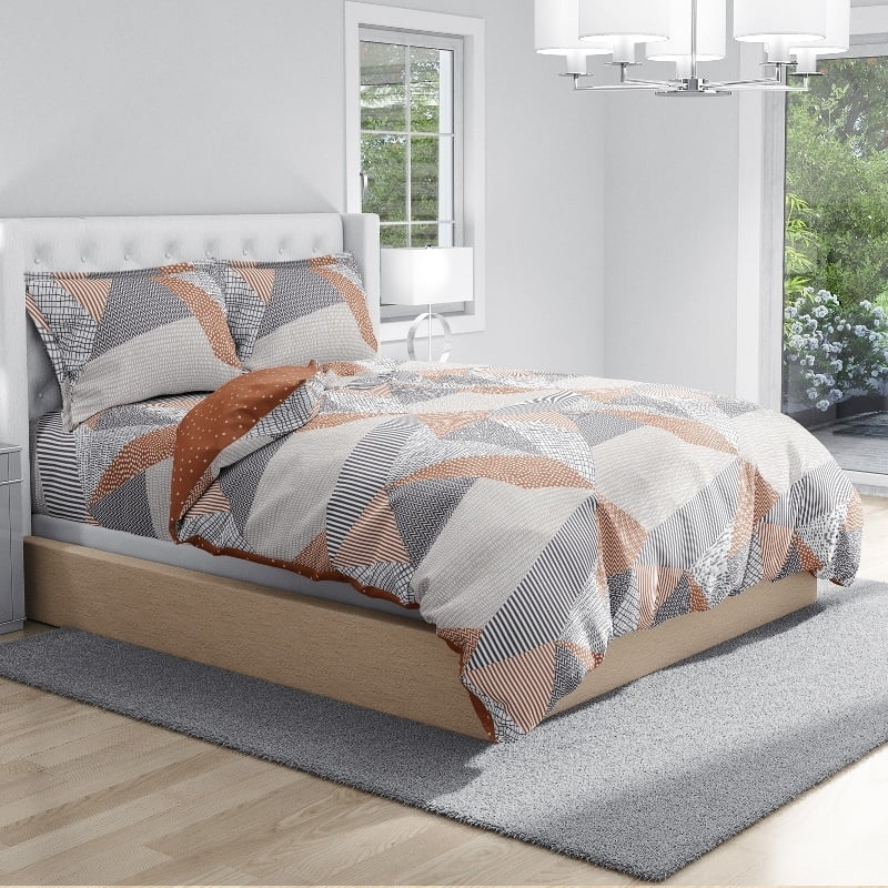 Antimicrobial 100% Pure Cotton Mix Geo Pattern Bedsheet Set