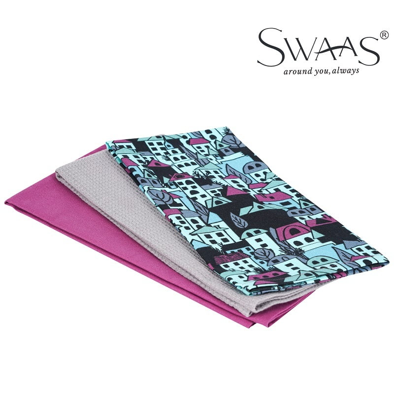 Building Blocks Printed Kitchen Towel, 100% Cotton - 3 Pcs Set - Blue