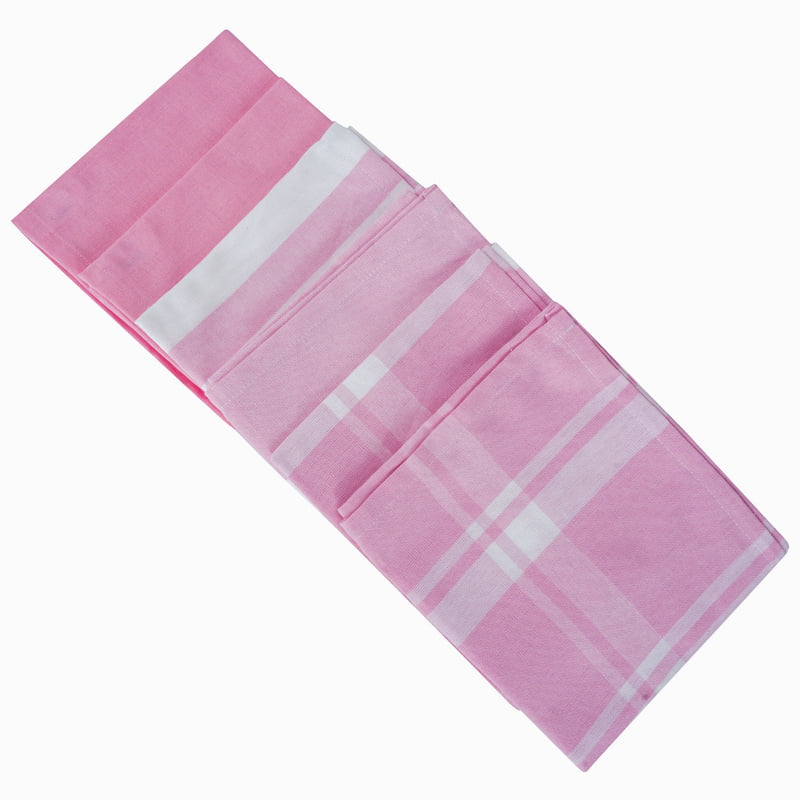 Pink Band Kitchen Towel, 100% Cotton - Set of 6