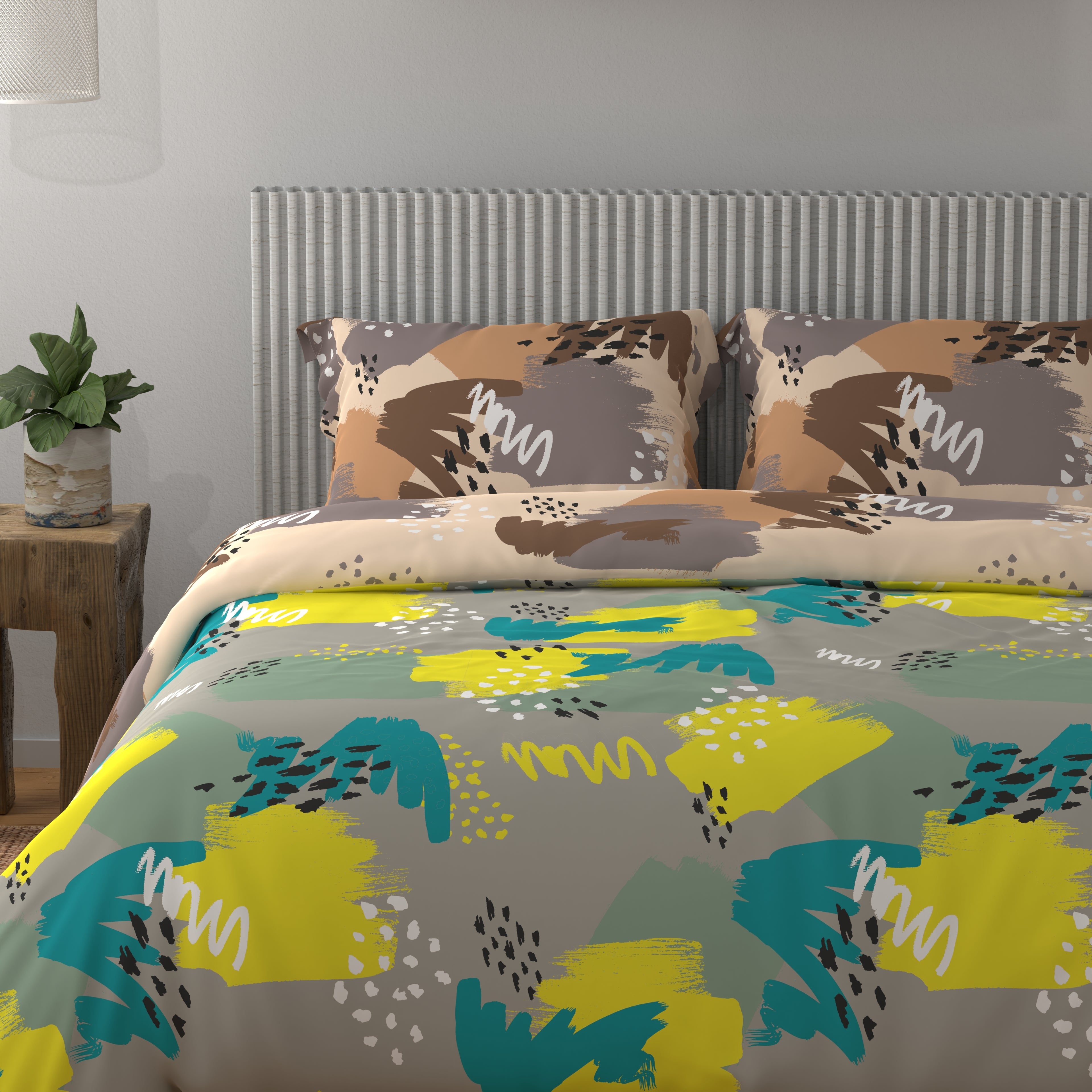 100% Cotton 200 TC Reversible Quilt (250 GSM) - Abstract Brushstrokes